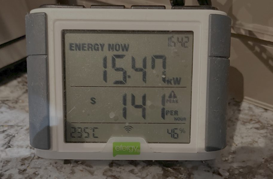 efergy energy meter reading 15.47 kW