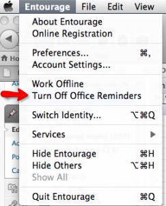 Turn off office reminders