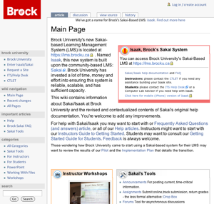 Main Page - Information about Isaak, Brock University's Sakai-Based LMS (20091123)