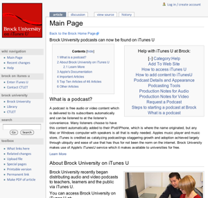 Main Page - iTunes U at Brock University (20091123)